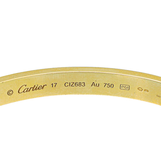 Cartier 18K Yellow Gold Love Classic Bracelet 17