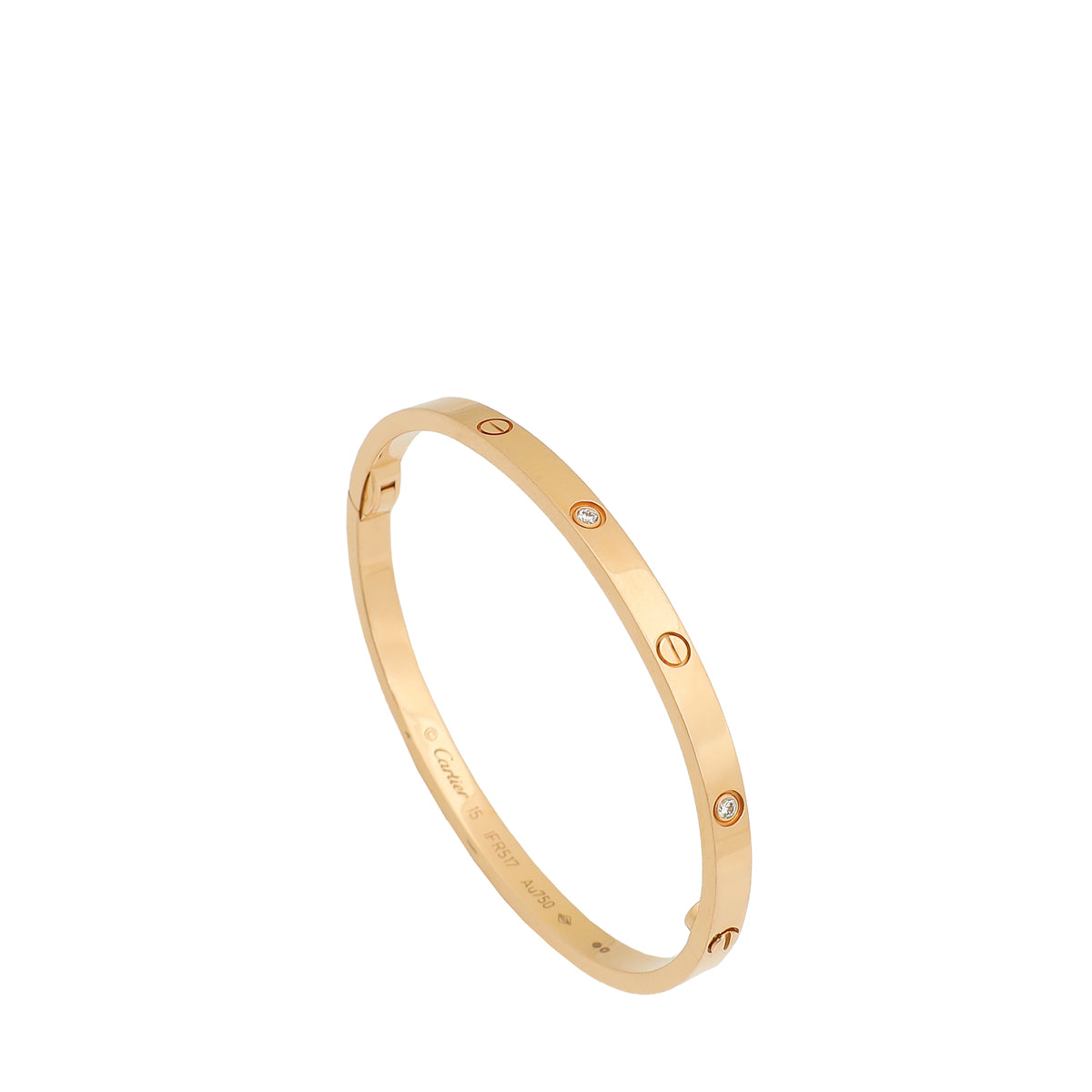 Cartier 18K Rose Gold 6 Diamond Love Small Model Bracelet 15-Cartier-THE CLOSET