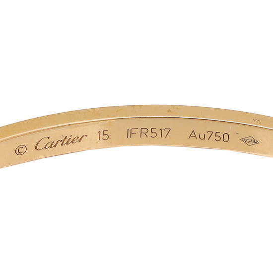 Cartier 18K Rose Gold 6 Diamond Love Small Model Bracelet 15