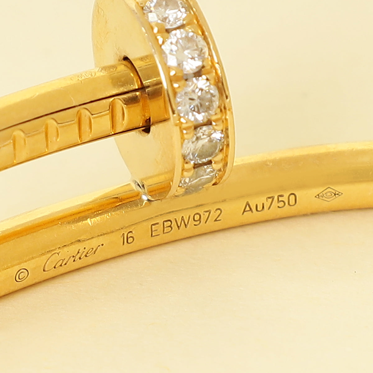 Cartier 18K Yellow Gold Juste Un Clou 32 Diamond Classic Bracelet 16