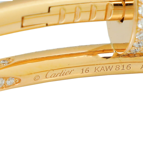 Cartier 18K Rose Gold Diamond Juste Un Clou Bracelet 16