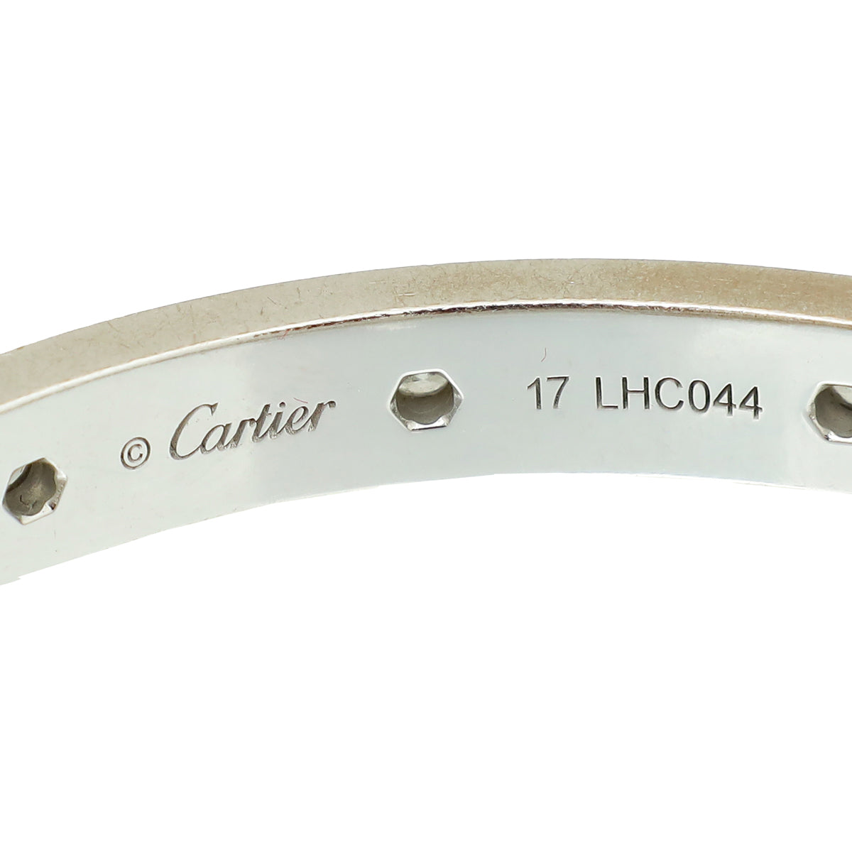 Cartier 18K White Gold Love Paved Diamond Bracelet 17