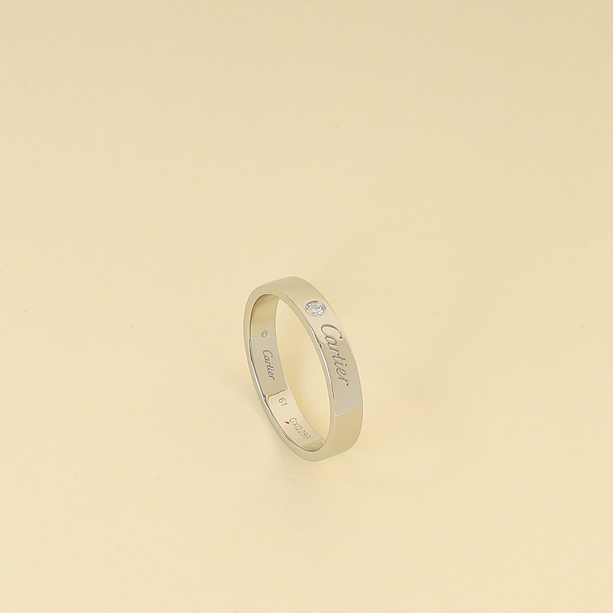 Cartier Platinum Diamond C de Cartier Wedding Band Ring 61