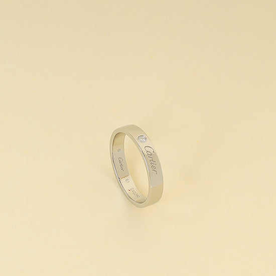 Cartier Platinum Diamond C de Cartier Wedding Band Ring 61