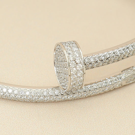 Cartier 18K White Gold Diamonds Classic Model Juste Un CLou Bracelet 15-Cartier-THE CLOSET
