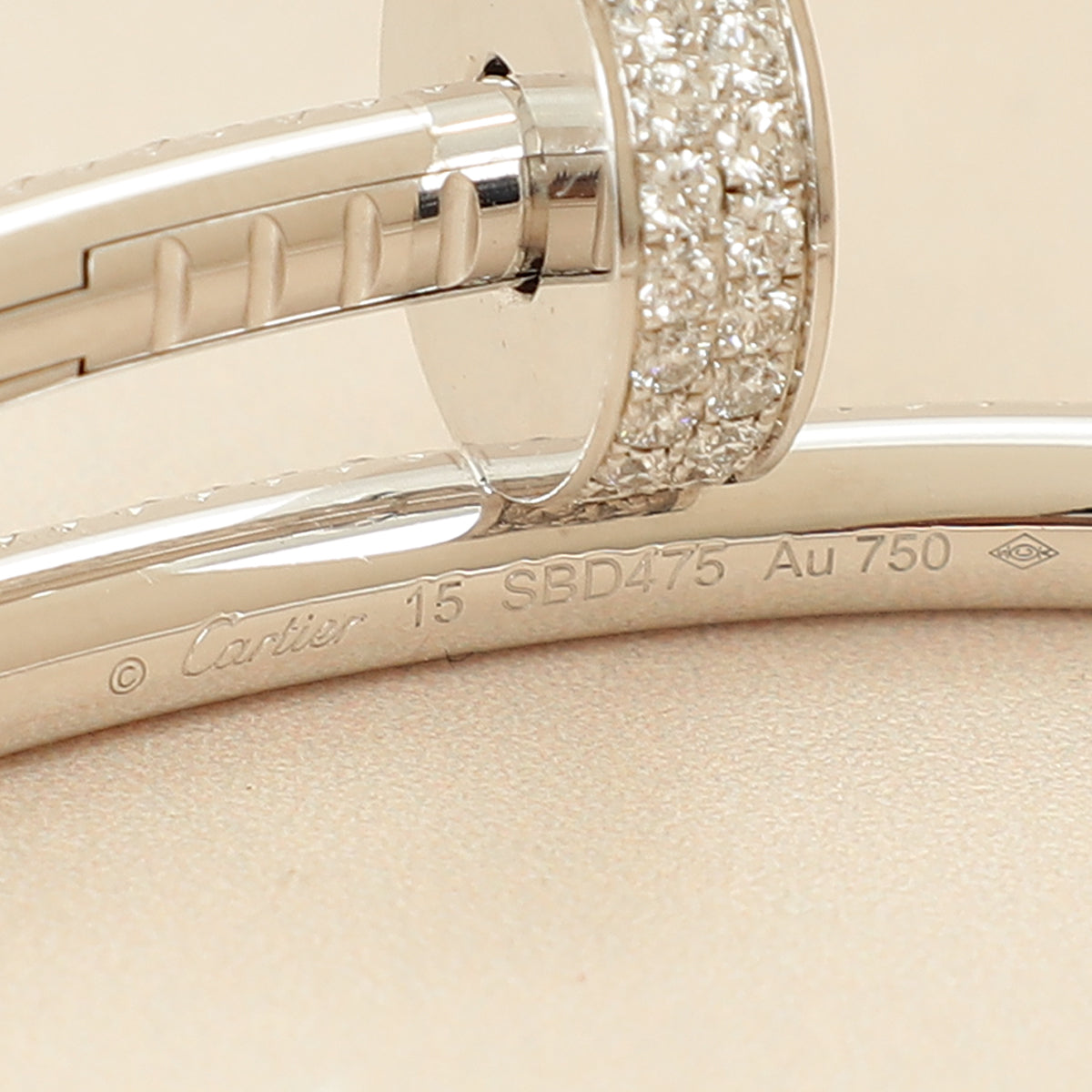 Cartier 18K White Gold Diamonds Classic Model Juste Un CLou Bracelet 15-Cartier-THE CLOSET