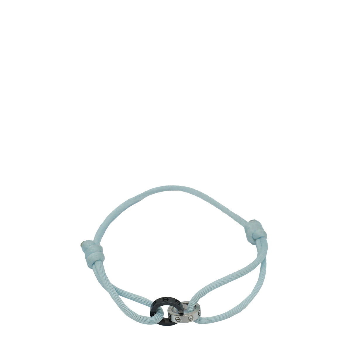 Cartier 18K White Gold 4 Diamond Black Ceramic Cord Love Bracelet-Cartier-THE CLOSET