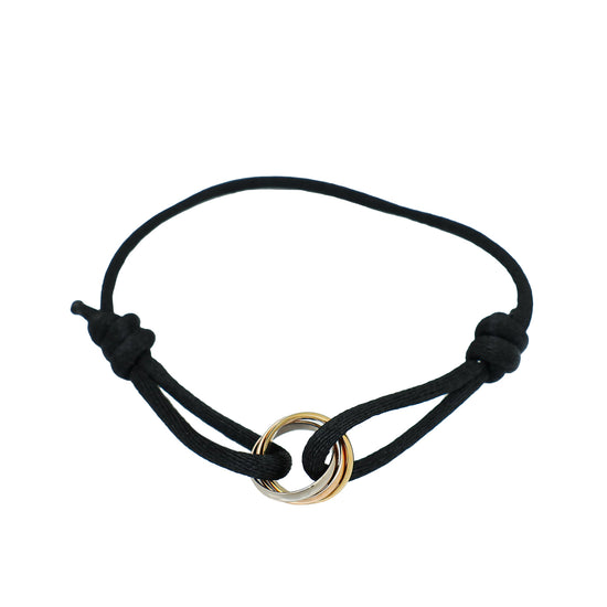 Cartier Trinity Bracelet Black Silk Cord 18k Gold Estate Jewelry Adjus –  Sophie Jane
