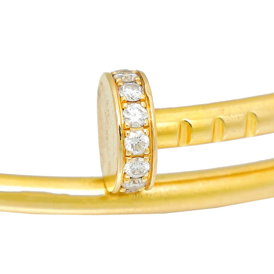 Cartier 18K Yellow Gold Diamond Juste Un Clou Small Model Bracelet 17