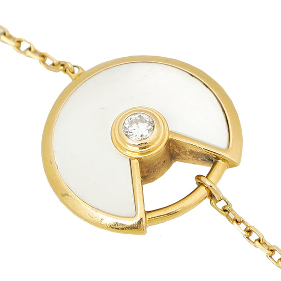 Cartier 18K Yellow Gold MOP Diamond Amulette De Cartier XS Model Bracelet