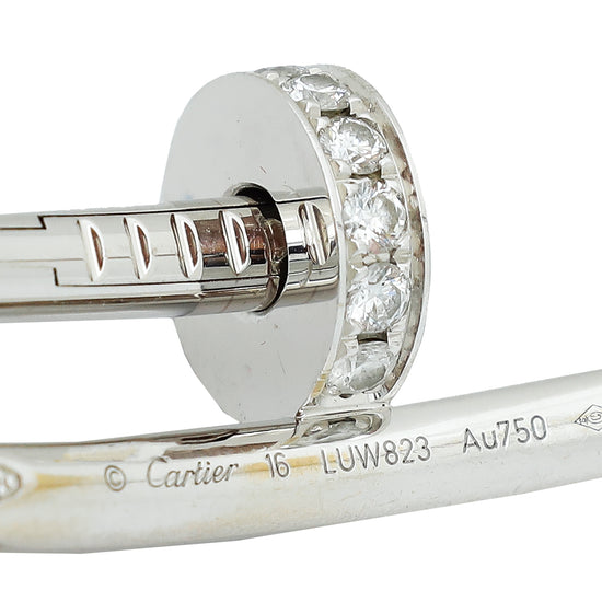 Cartier 18K White Gold Diamond Juste un Clou Bracelet 16
