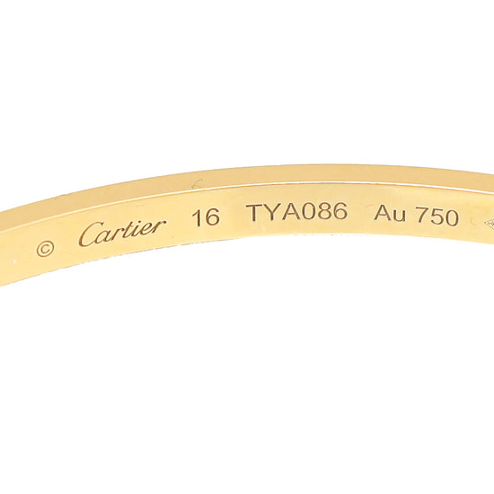 Cartier 18K Yellow Gold 6 Diamond Love Small Model Bracelet 16