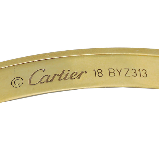Cartier 18K Yellow Gold Love Cuff Bracelet 18