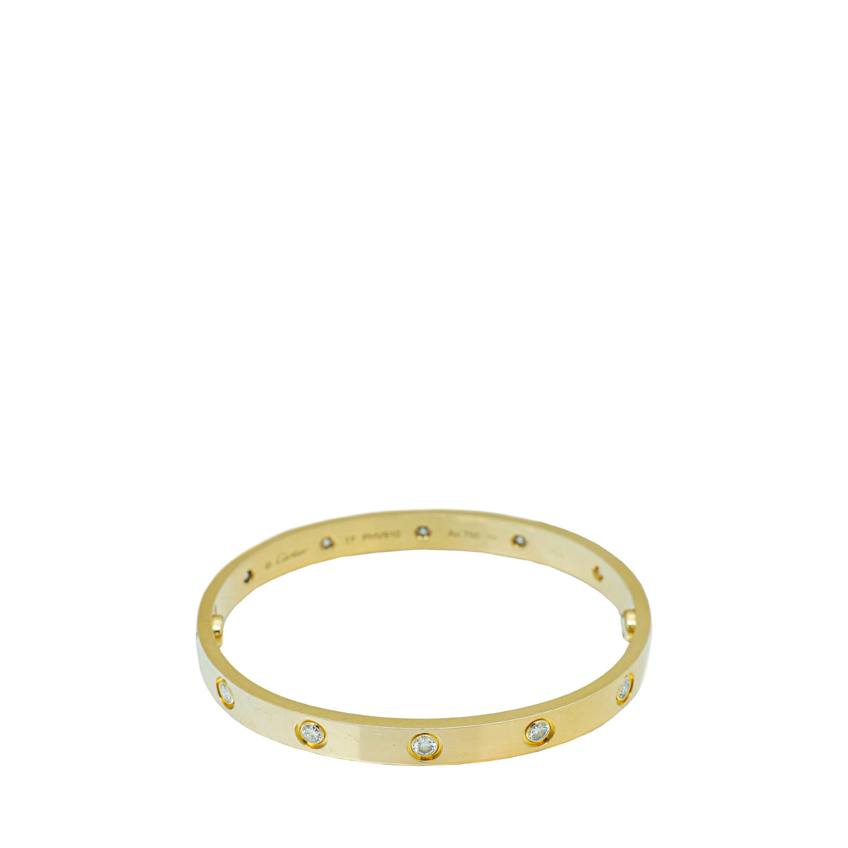 Cartier 18K Yellow Gold 10 Diamonds Love Bracelet 17