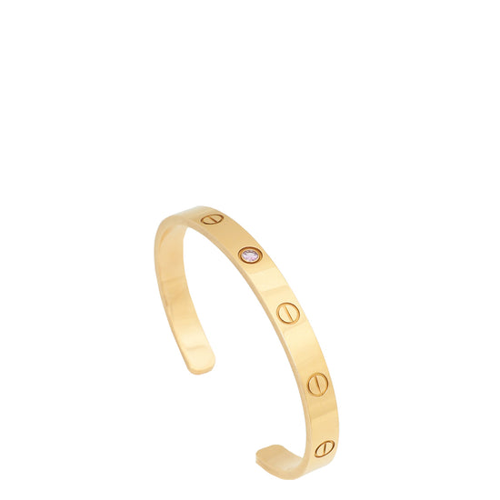 Cartier 18K Pink Gold 1 Diamond Cuff Love Bracelet 17