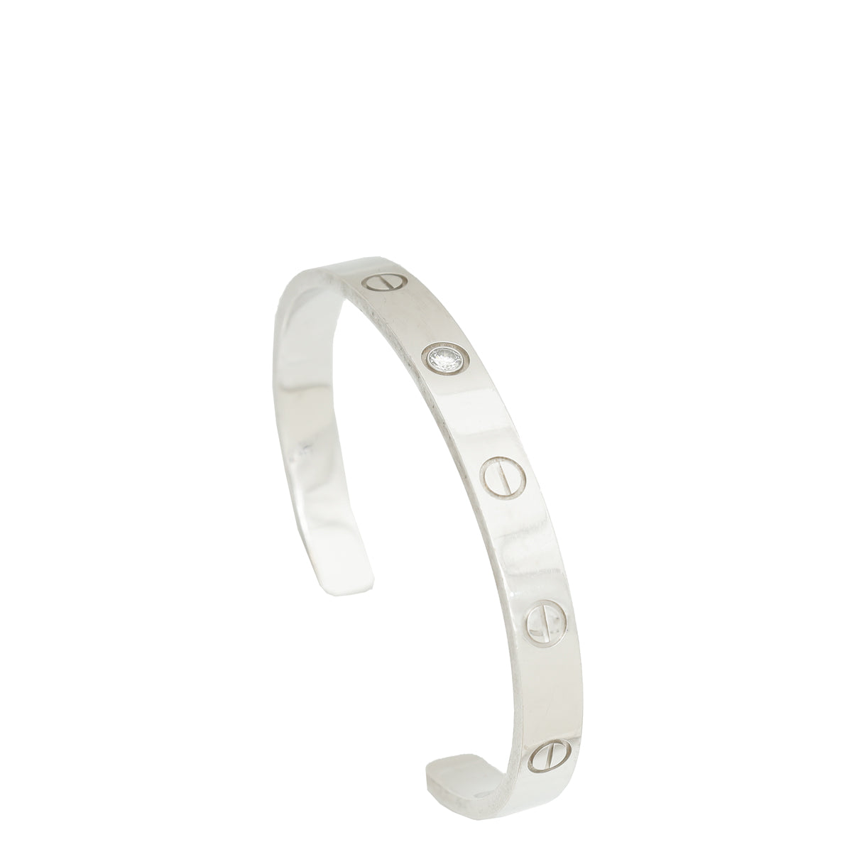 Cartier 18K White Gold Love 1 Diamond Cuff Bracelet 17-Cartier-THE CLOSET