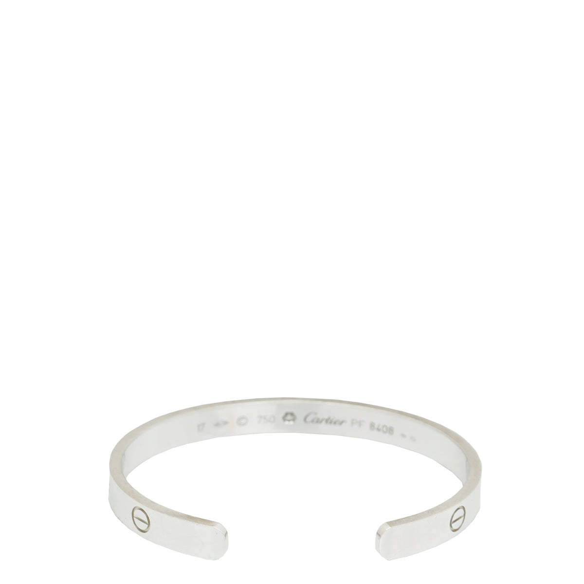 Cartier 18K White Gold Love 1 Diamond Cuff Bracelet 17-Cartier-THE CLOSET