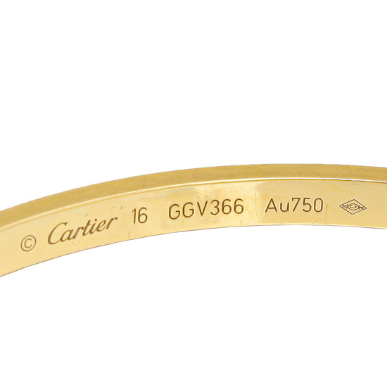 Cartier 18K Yellow Gold Love Small Model Bracelet 16