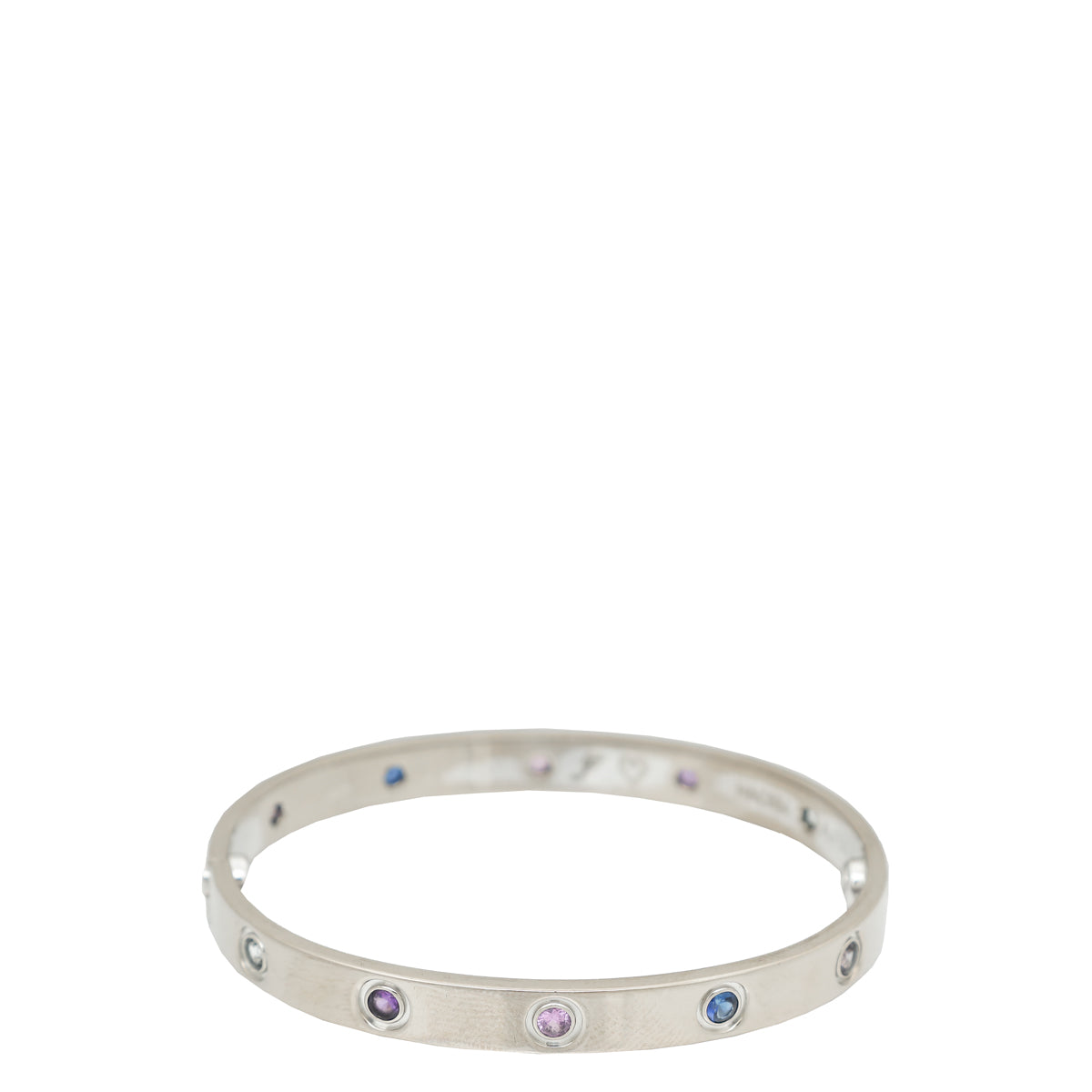Cartier 18K White Gold Multicolored Stones Love Bracelet 16-Cartier-THE CLOSET
