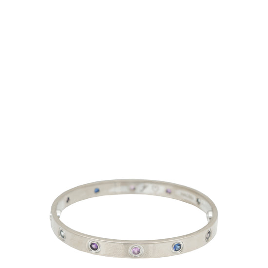 Cartier 18K White Gold Multicolored Stones Love Bracelet 16