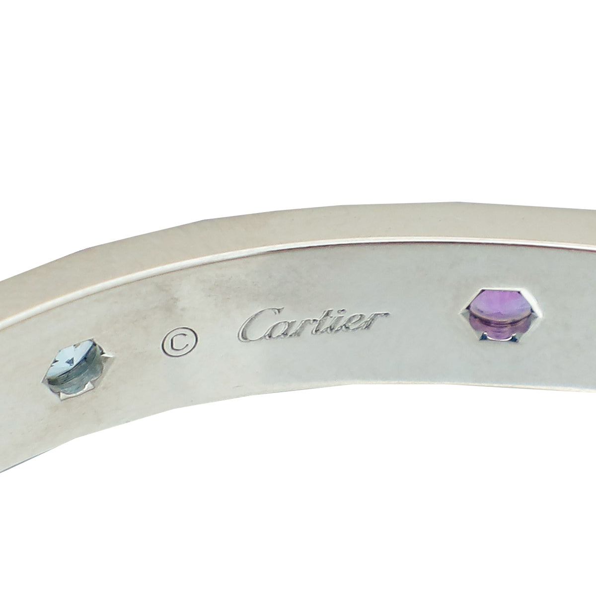Cartier 18K White Multicolor Stones Love Bracelet 17