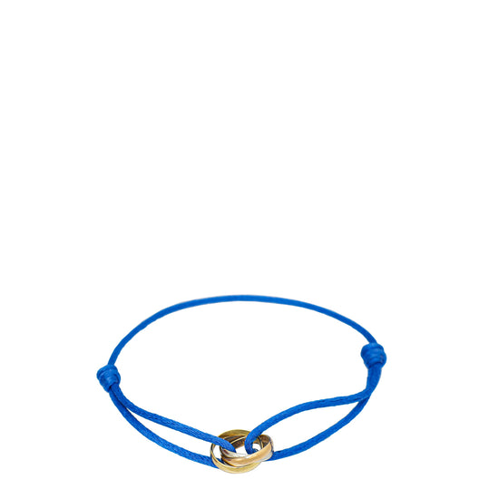 Cartier 18K Trinity Gold Blue Cord Bracelet