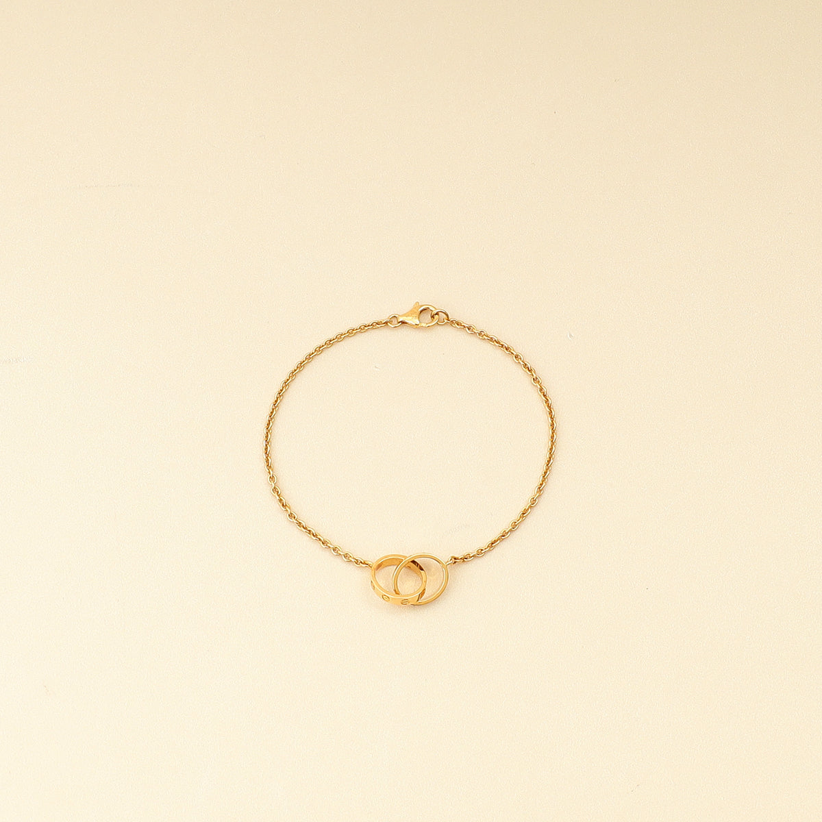 Cartier 18K Yellow Gold Love Hoop On Chain Bracelet 17-Cartier-THE CLOSET