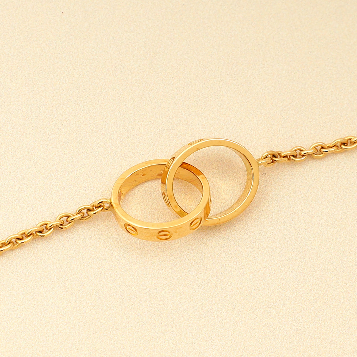 Cartier 18K Yellow Gold Love Hoop On Chain Bracelet 17-Cartier-THE CLOSET