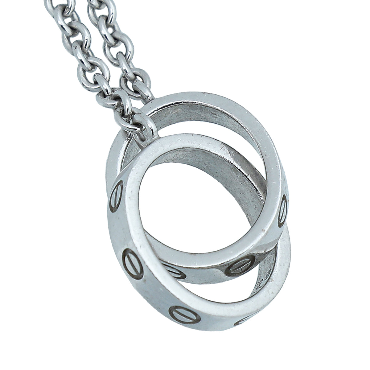 Cartier 18K White Gold Love Hoop Small Necklace-Cartier-THE CLOSET