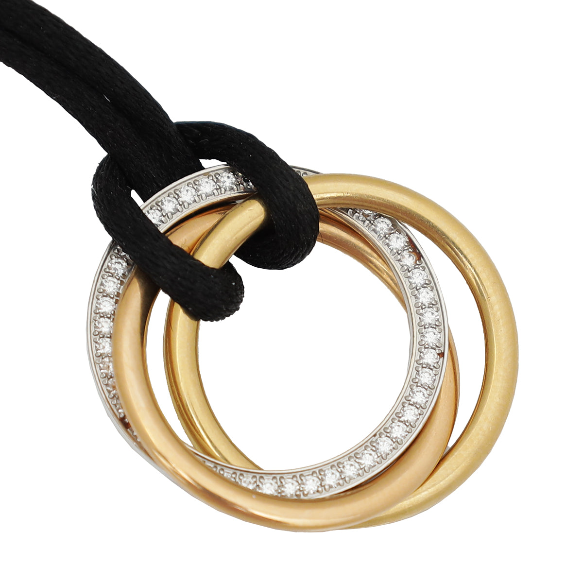 Cartier 18K Trinity Gold Diamond Cord Pendant Necklace