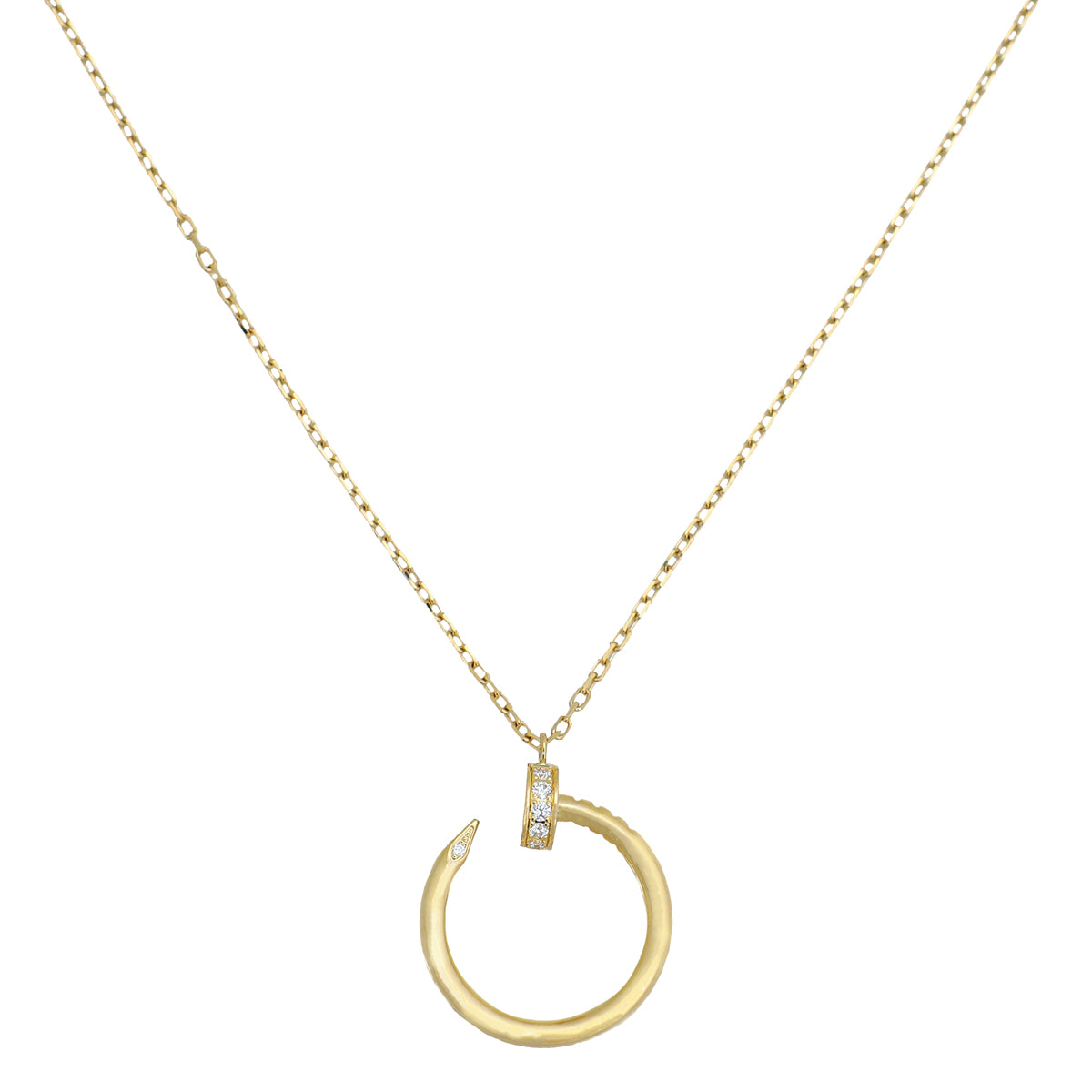 Cartier 18K Yellow Gold 14 Diamonds Necklace Juste Un Clou Pendant Necklace-Cartier-THE CLOSET