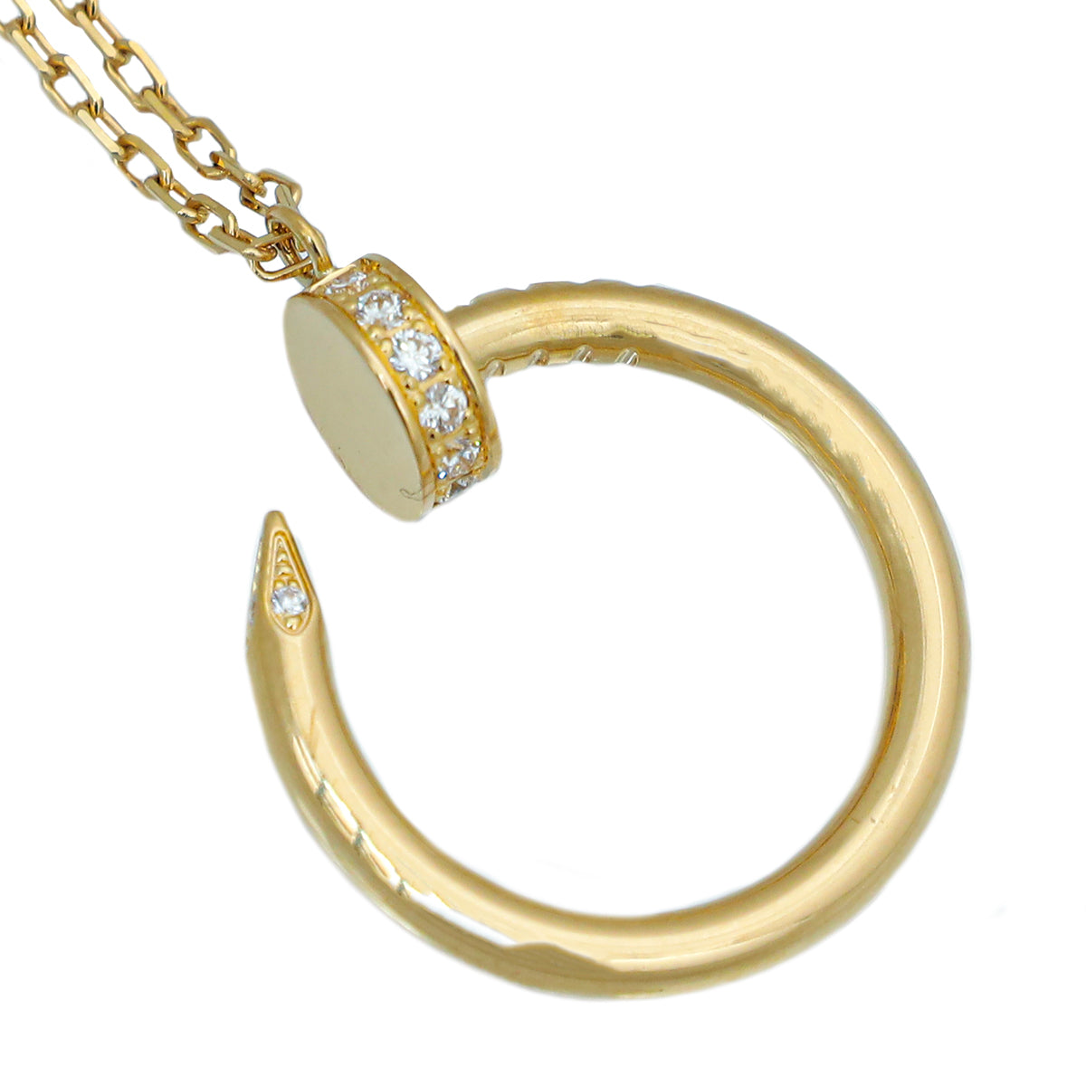 Cartier 18K Yellow Gold 14 Diamonds Necklace Juste Un Clou Pendant Necklace-Cartier-THE CLOSET