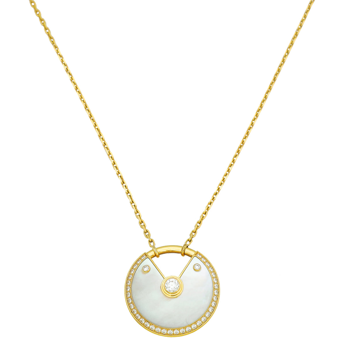 Cartier 18K Yellow Gold Diamond MOP Amulette Necklace-Cartier-THE CLOSET