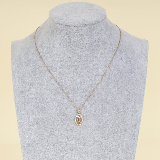 Cartier 18K Rose Gold Diamond Logo Double C Pendant Necklace