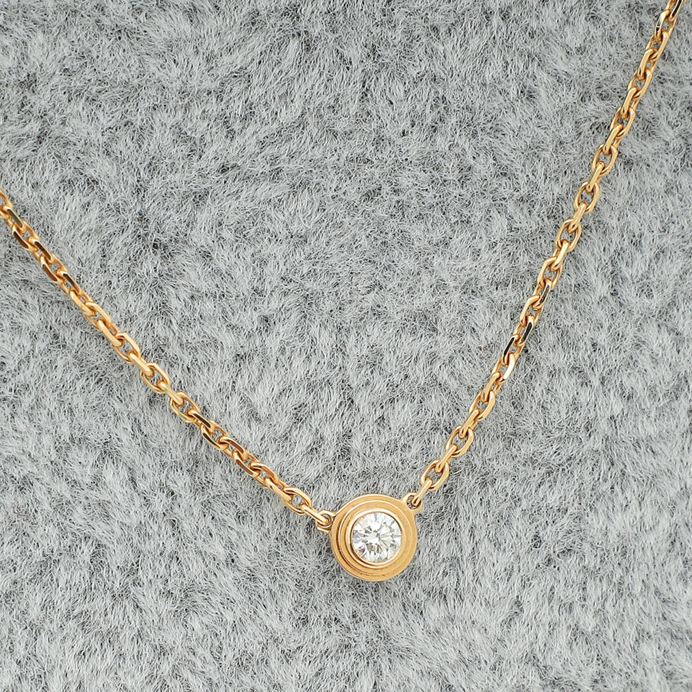 Cartier 18K Pink Gold Diamond D'Amour Mini Model Pendant Necklace-Cartier-THE CLOSET