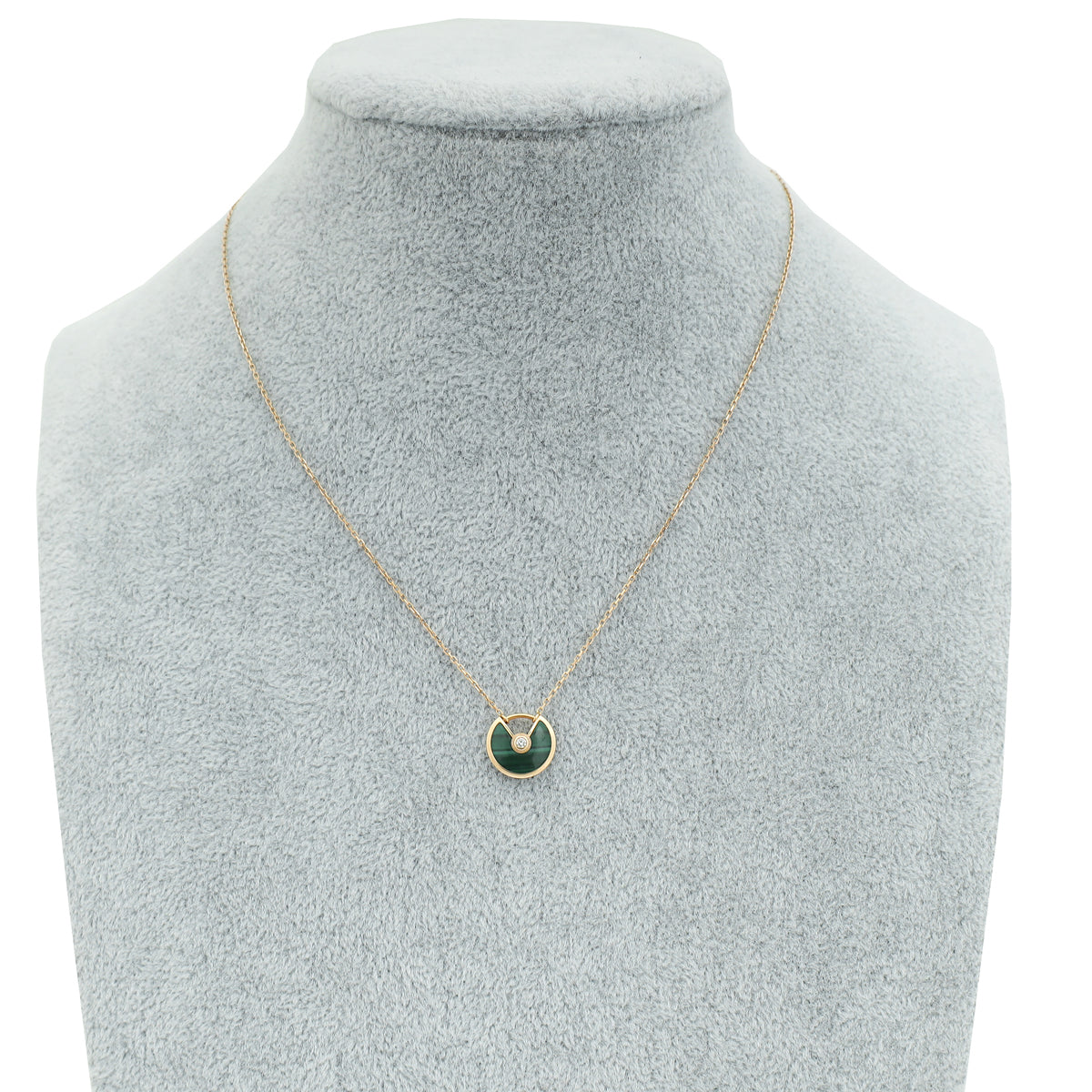 Cartier 18K Rose Gold Diamond Malachite Amulette De Cartier XS Model Necklace