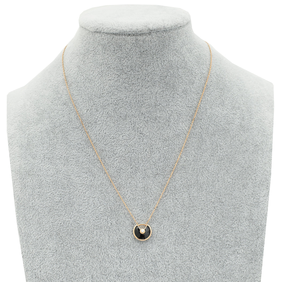 Cartier 18K Rose Gold Diamond Onyx Amulette de Cartier Necklace-Cartier-THE CLOSET