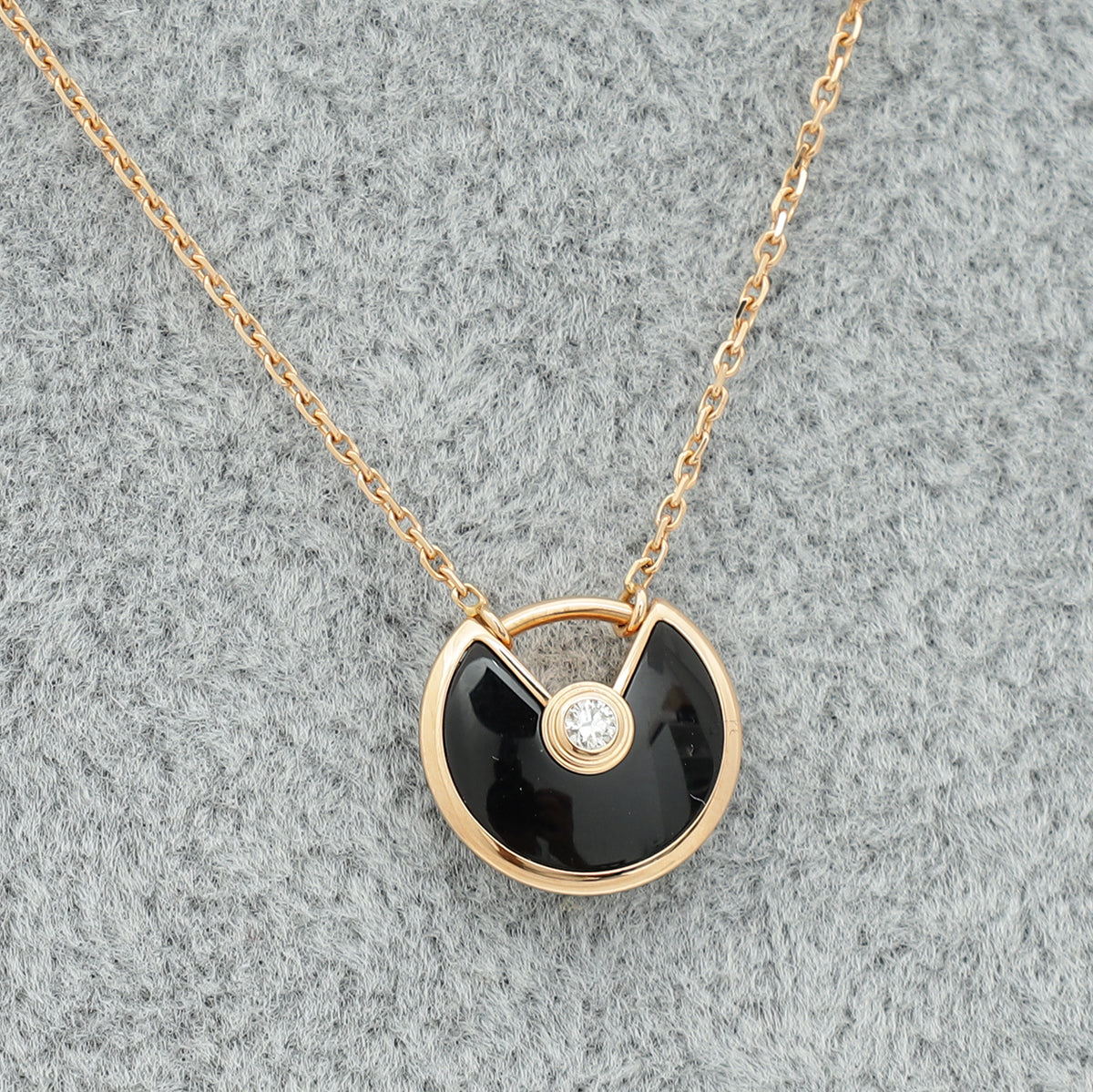 Cartier 18K Rose Gold Diamond Onyx Amulette de Cartier Necklace-Cartier-THE CLOSET