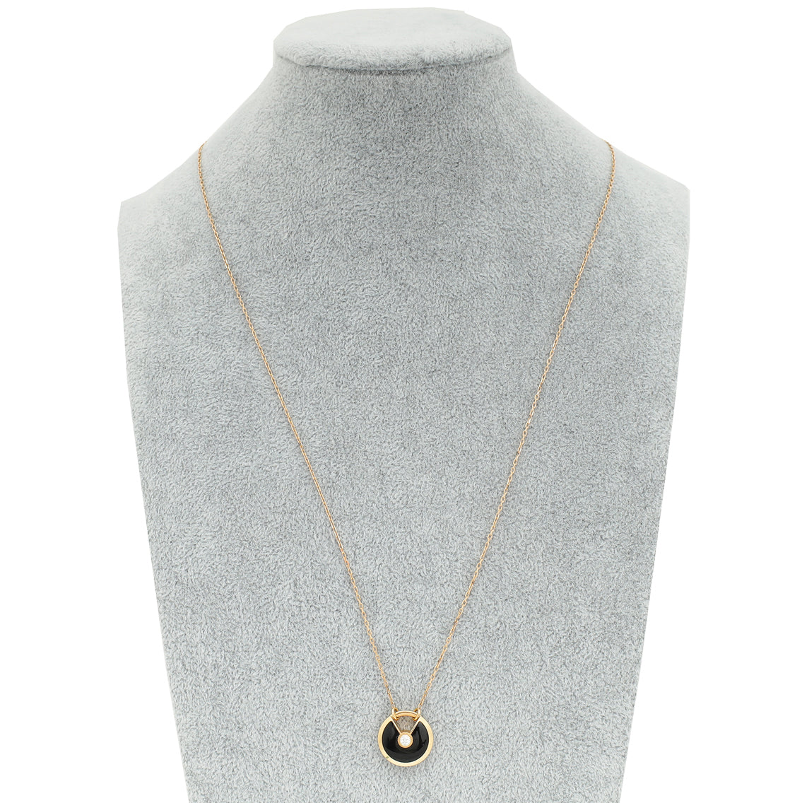 Cartier 18K Pink Gold Onyx Diamond Amulette De Cartier Small Model Necklace-Cartier-THE CLOSET