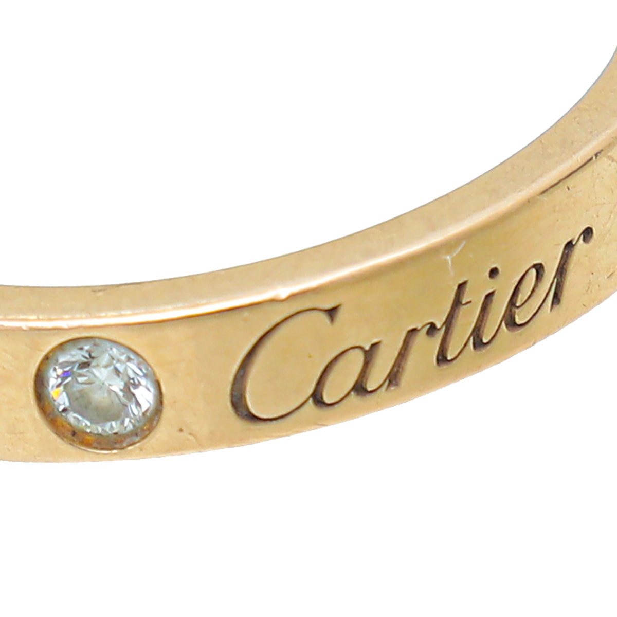 Cartier 18K Pink Gold Diamond C De Cartier Wedding Band Ring 52