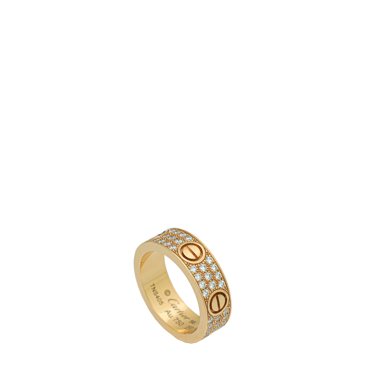 Cartier 18K Rose Paved Diamond Gold Love Ring 56-Cartier-THE CLOSET