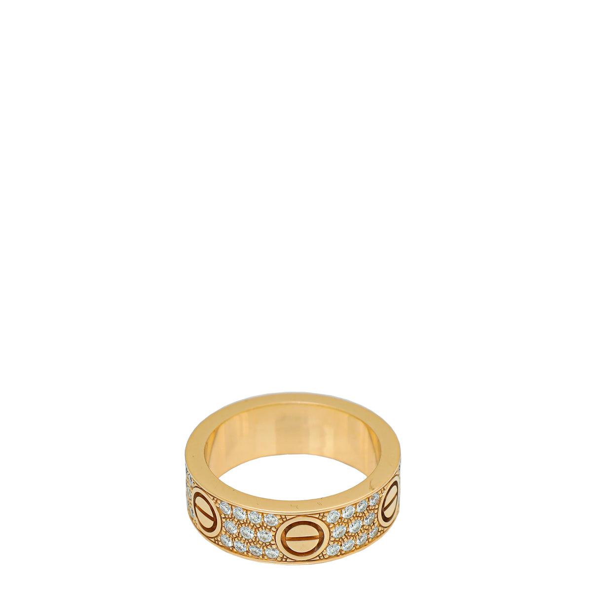 Cartier 18K Rose Paved Diamond Gold Love Ring 56-Cartier-THE CLOSET