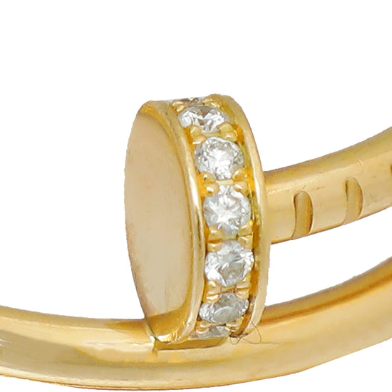 Cartier 18K Yellow Gold Diamond Double Juste Un Clou Ring 55