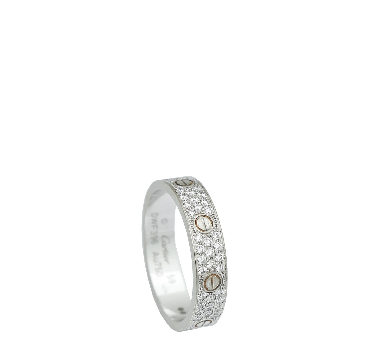 Cartier 18K White Gold Pave Diamond Love Ring 59-Cartier-THE CLOSET