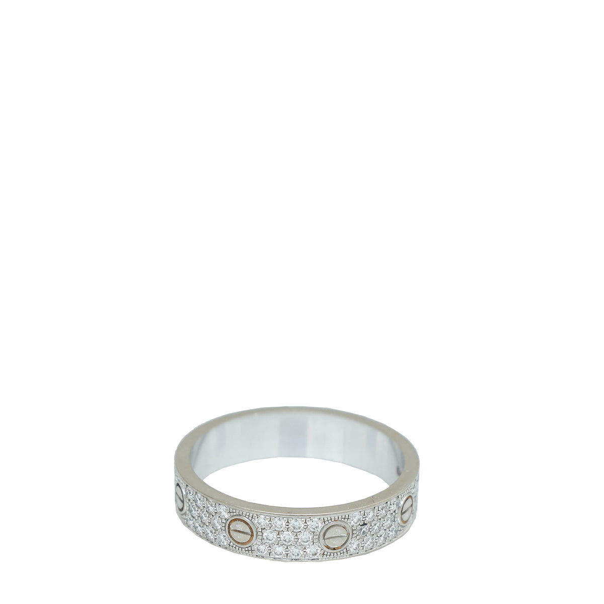 Cartier 18K White Gold Pave Diamond Love Ring 59-Cartier-THE CLOSET