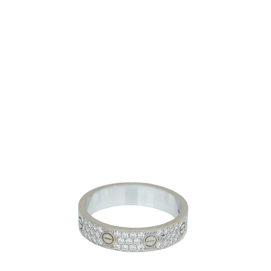 Cartier 18K White Gold Pave Diamond Love Ring 59