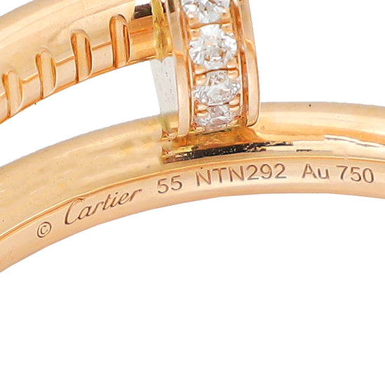 Cartier 18K Rose Gold 22 Diamond Juste Un Clou Ring 55