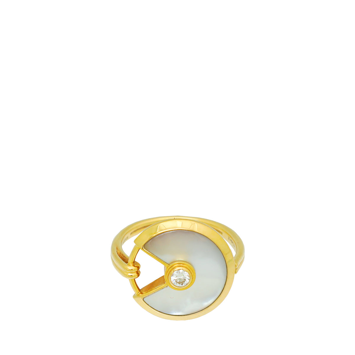 Cartier 18K Yellow Gold Diamond MOP Amulette De Cartier Ring 55-Cartier-THE CLOSET