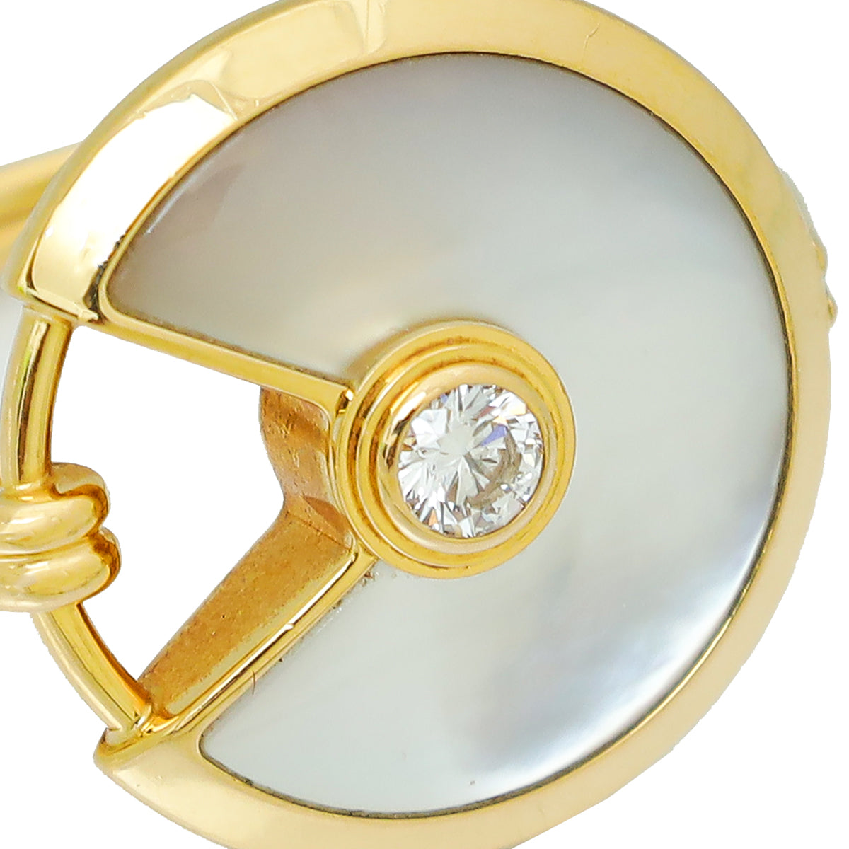 Cartier 18K Yellow Gold Diamond MOP Amulette De Cartier Ring 55