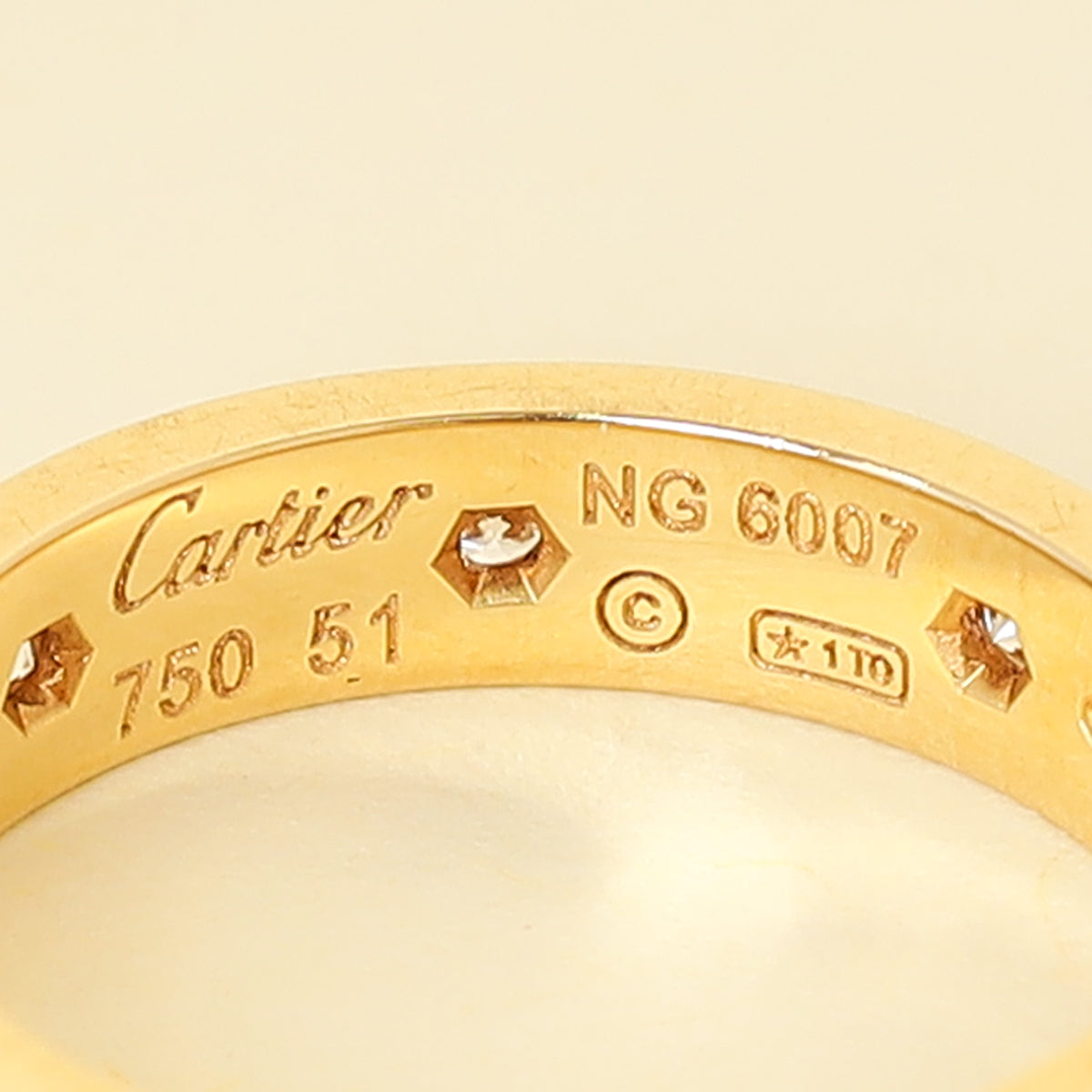 Cartier 18K Yellow Gold Love 8 Diamond Small Model Ring 51